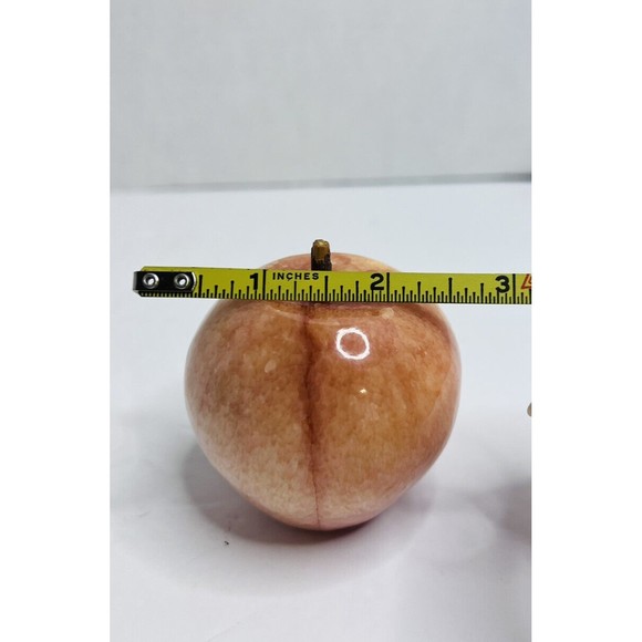 Italian Marble Alabaster Stone Fruit Apple Wood Stem Peach Pink Antique 2.5” - Picture 7 of 7